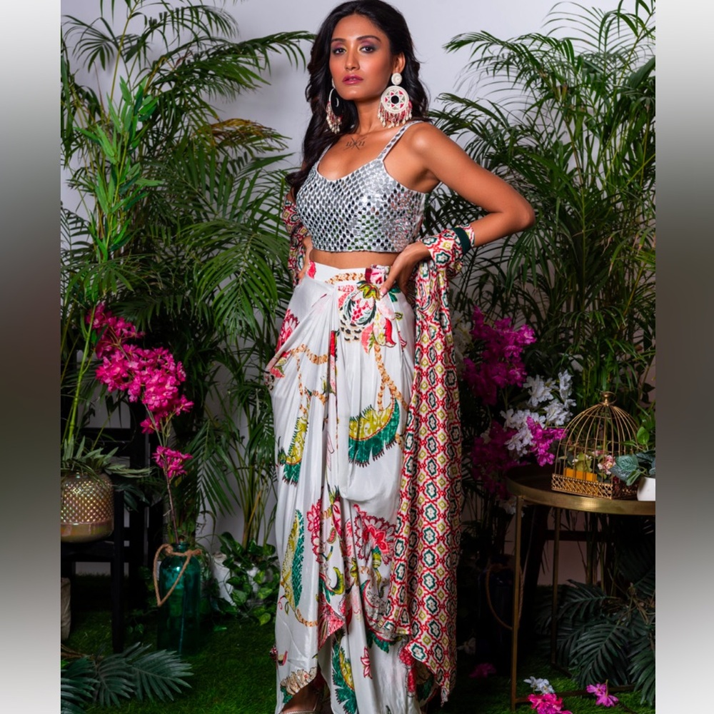 Indian dhoti skirt mirror blouse